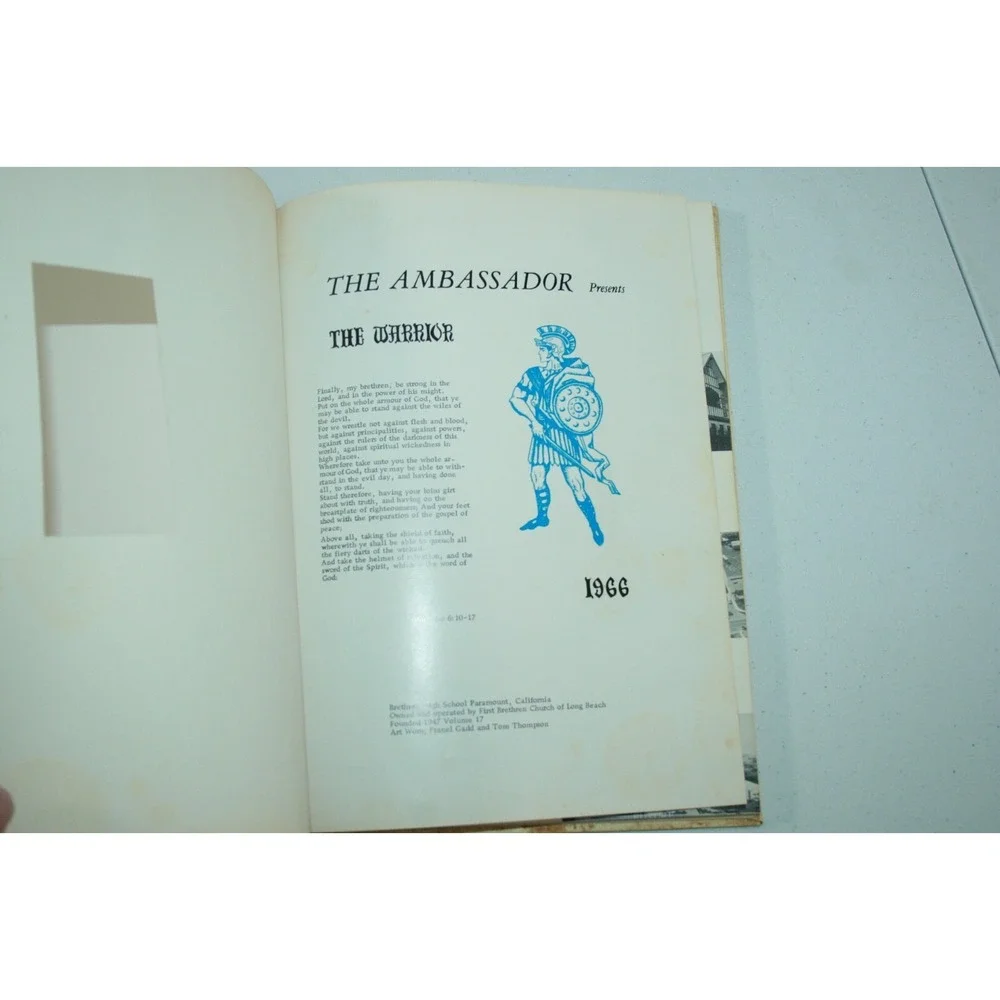 Vintage 1966 Brethren High‎ School Paramount California Ambassador Year Book